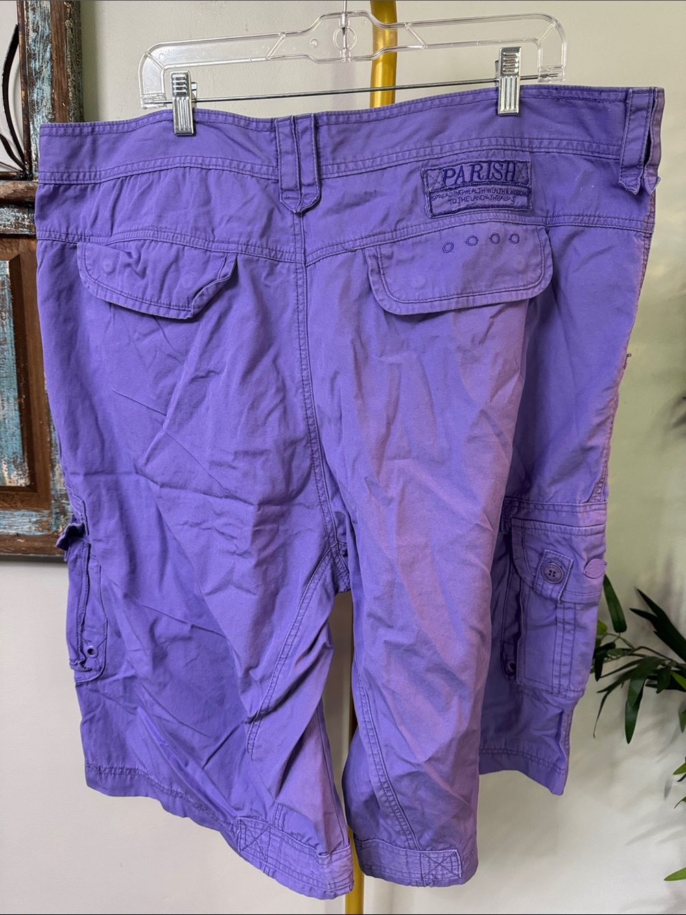 Parish Nation Purple Cargo Shorts EUC 42